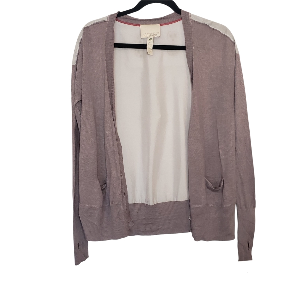BANANA REPUBLIC HERITAGE Gray Cardigan Sweater Size XS Lightweight V neck